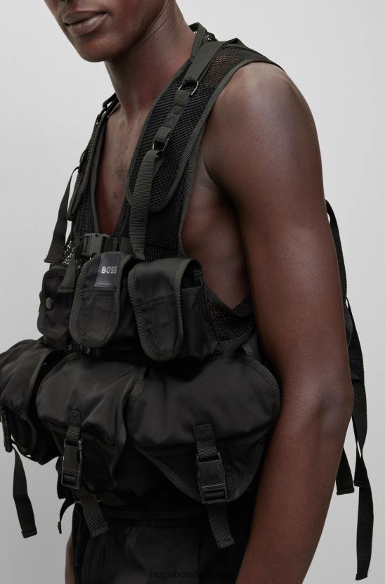 Hugo Boss x khaby többzsebű kiskabát színátmenetes monogramokkal 80P64420 fekete