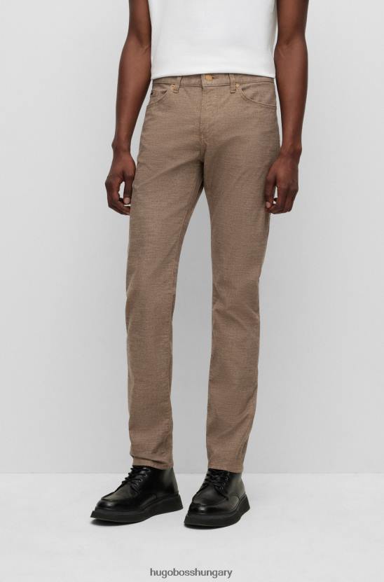 Hugo Boss bézs hugo slim-fit farmer melange hatású stretch farmerből 80P61448 bézs