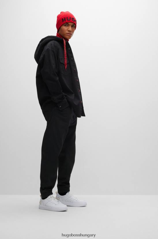 Hugo Boss fekete hugo laza szabású farmer fekete farmer anyagból, húzózsinóros derékkal 80P63062 fekete