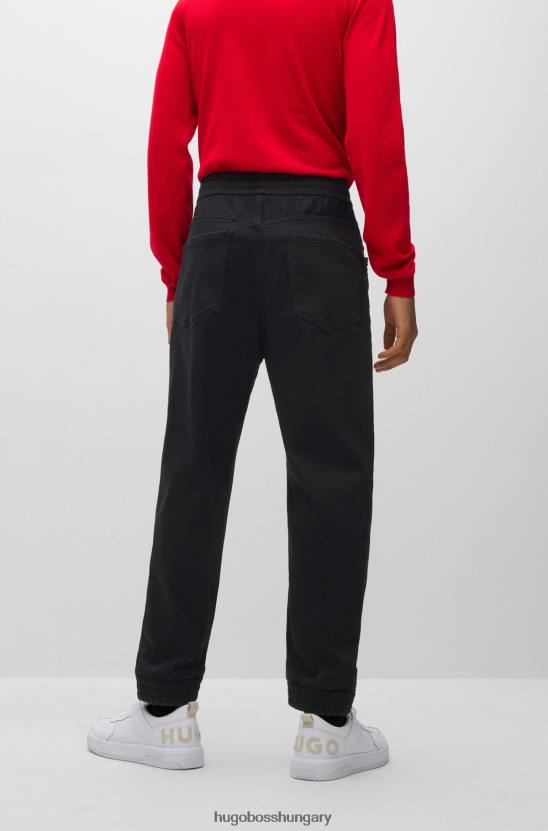 Hugo Boss fekete hugo laza szabású farmer fekete farmer anyagból, húzózsinóros derékkal 80P63062 fekete