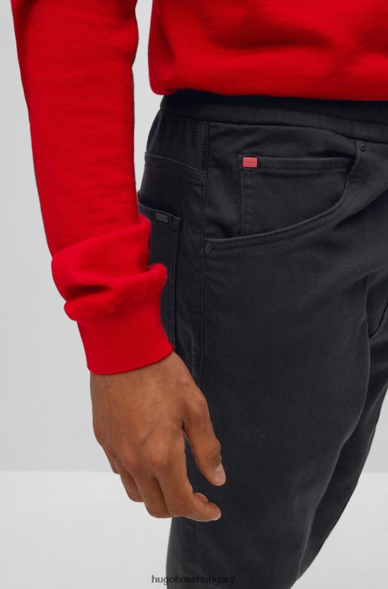 Hugo Boss fekete hugo laza szabású farmer fekete farmer anyagból, húzózsinóros derékkal 80P63062 fekete
