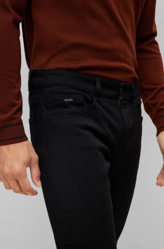 Hugo Boss fekete hugo slim-fit farmer fekete szuperpuha olasz farmerből 80P61340 fekete