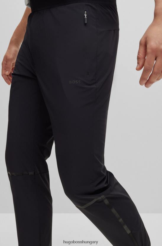 Hugo Boss fekete hugo szűkülő szabású tréningnadrág dekoratív fényvisszaverő részletekkel 80P64337 fekete