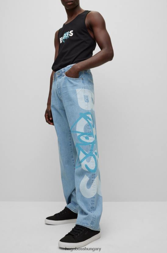 Hugo Boss hugo laza szabású farmer világoskék graffiti logóval 80P63652 világoskék