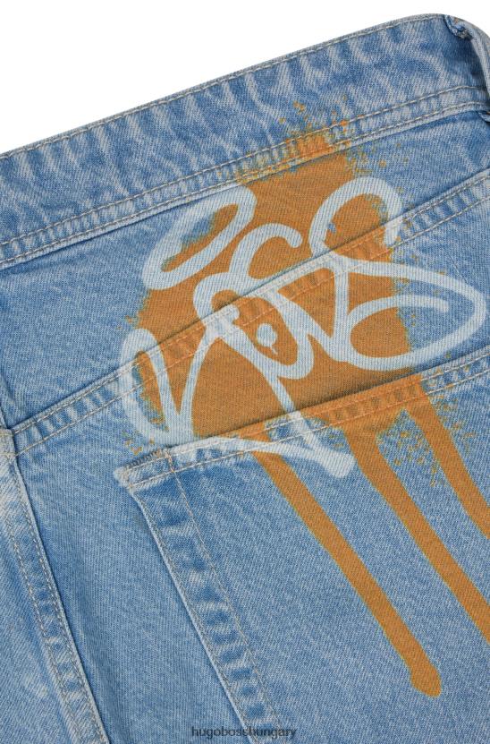 Hugo Boss hugo laza szabású farmer világoskék graffiti logóval 80P63652 világoskék