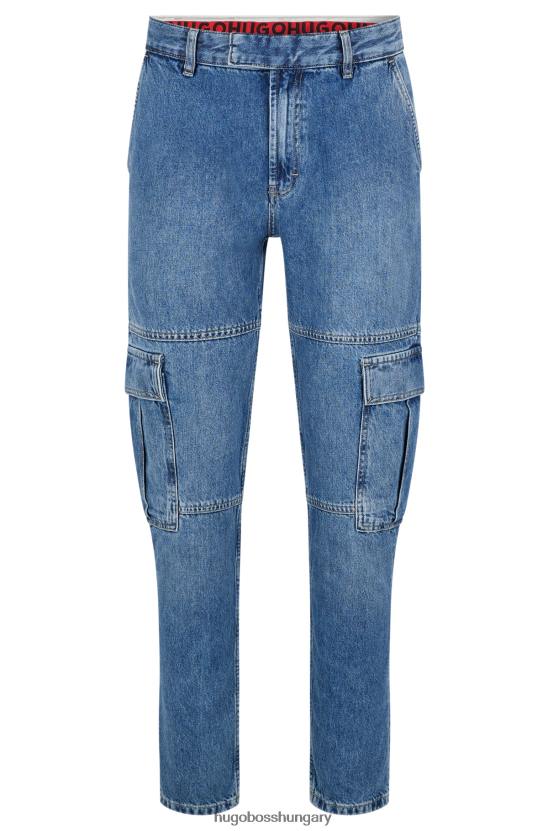 Hugo Boss kék kúpos szabású cargo farmernadrág kék merev farmer hugo színben 80P63977 kék