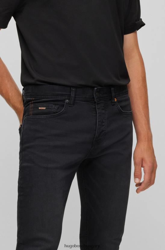 Hugo Boss kúpos szabású farmer szürke szuper-sztreccs hugo fekete színben 80P61273 fekete