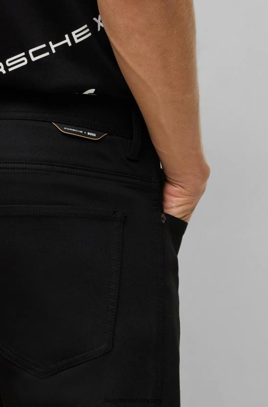Hugo Boss porsche x kúpos szabású farmer, fekete teljesítményű farmerből 80P62195 fekete