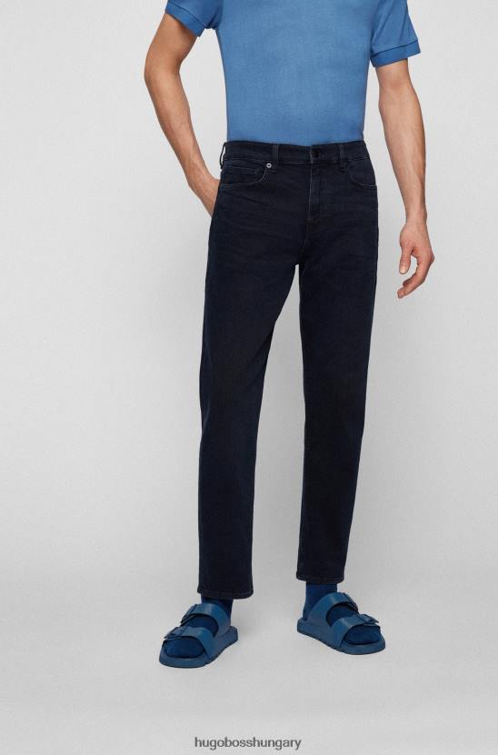 Hugo Boss sötétkék kúpos vágott farmer szén-tengerszín kasmír tapintású farmer hugo színben 80P62835 sötétkék