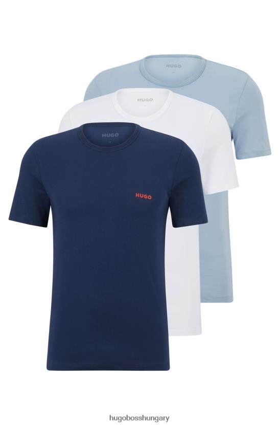 Hugo Boss fehér három csomag fehérneműs pólók piros logóval nyomott hugo 80P61040 fehér/sötétkék