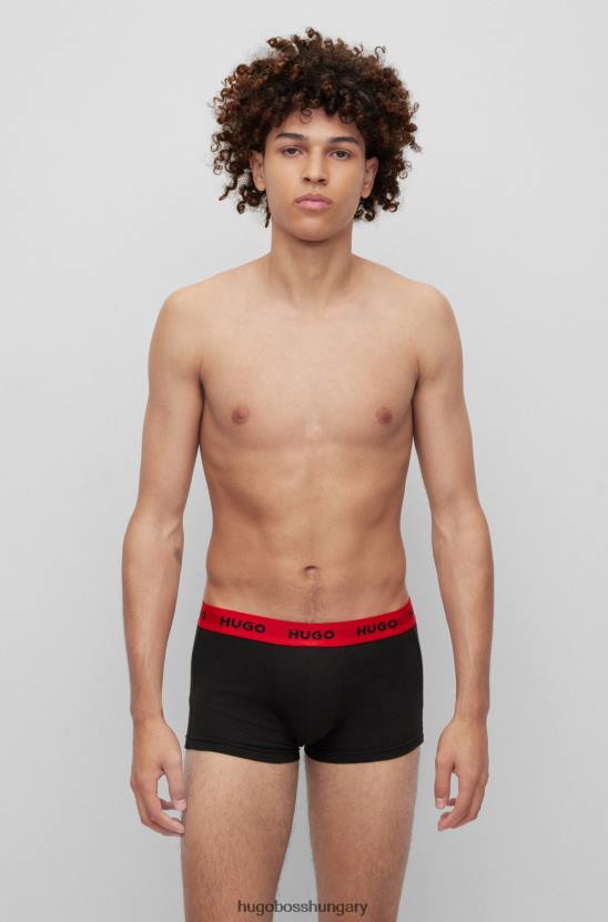 Hugo Boss fekete három csomag logós derékpántos ládák sztreccs pamut hugóból 80P63161 fekete