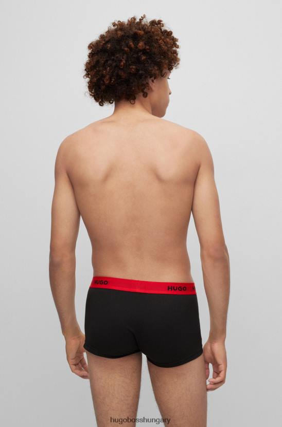 Hugo Boss fekete három csomag logós derékpántos ládák sztreccs pamut hugóból 80P63161 fekete