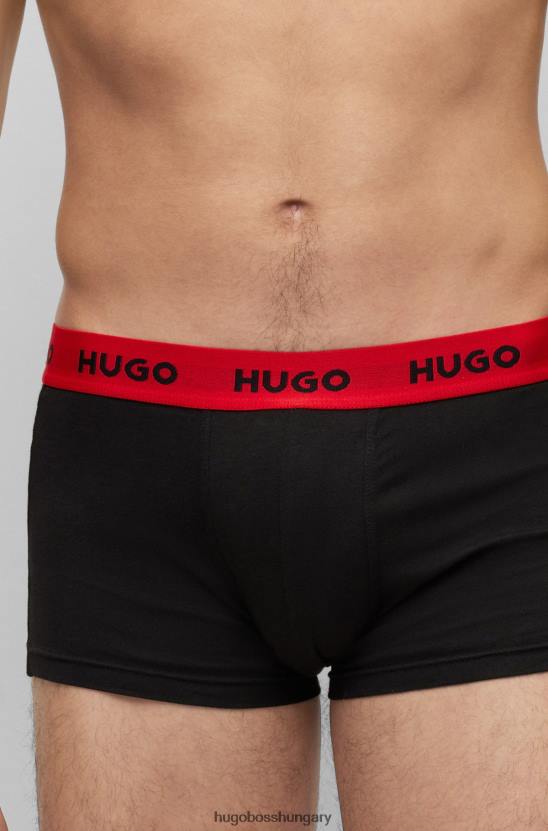 Hugo Boss fekete három csomag logós derékpántos ládák sztreccs pamut hugóból 80P63161 fekete