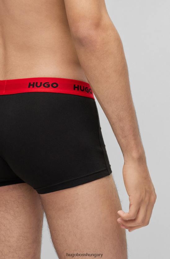 Hugo Boss fekete három csomag logós derékpántos ládák sztreccs pamut hugóból 80P63161 fekete