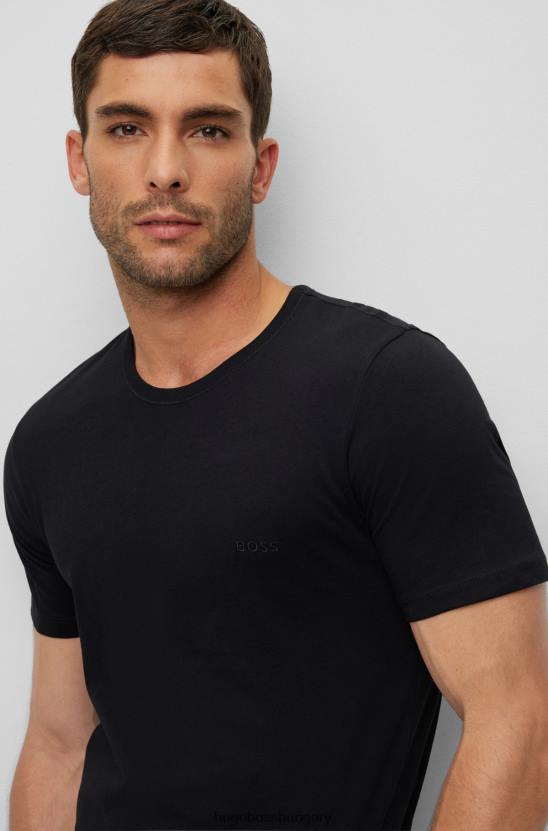 Hugo Boss fekete hugo három csomag logóval hímzett pamut póló 80P61358 fekete