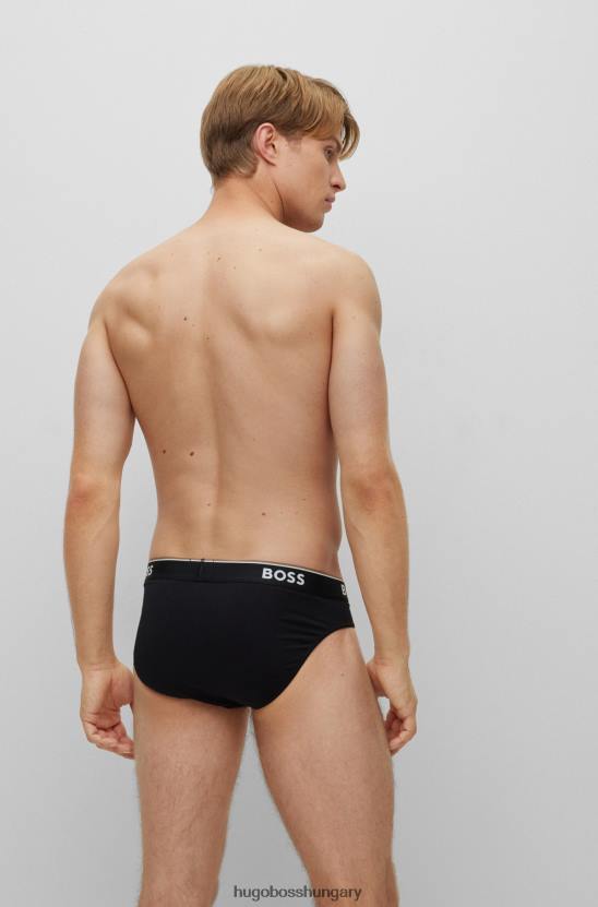 Hugo Boss fekete hugo három csomag sztreccs pamut alsónadrág logós derékpánttal 80P62843 fekete