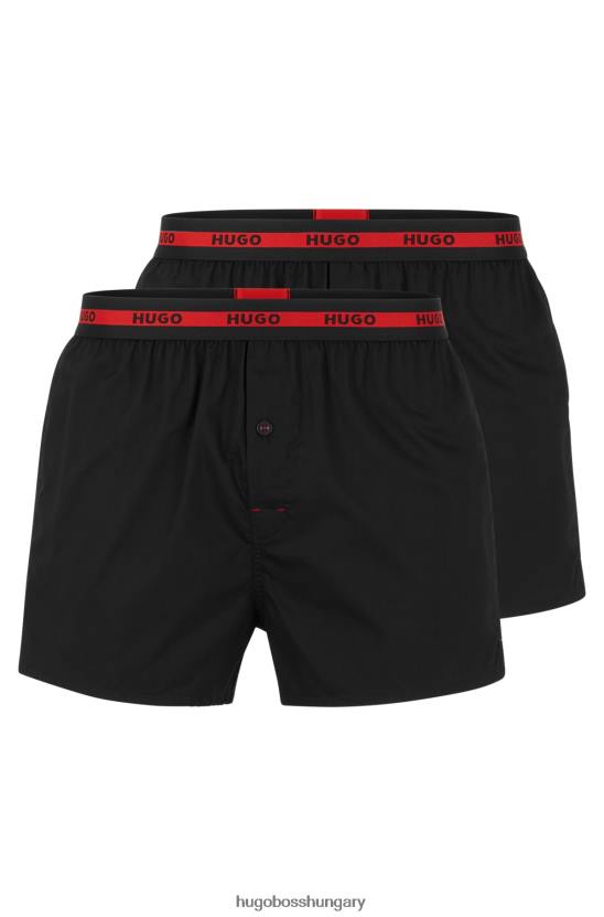 Hugo Boss fekete hugo két csomag pamut boxer, logós derékpánttal 80P62498 fekete