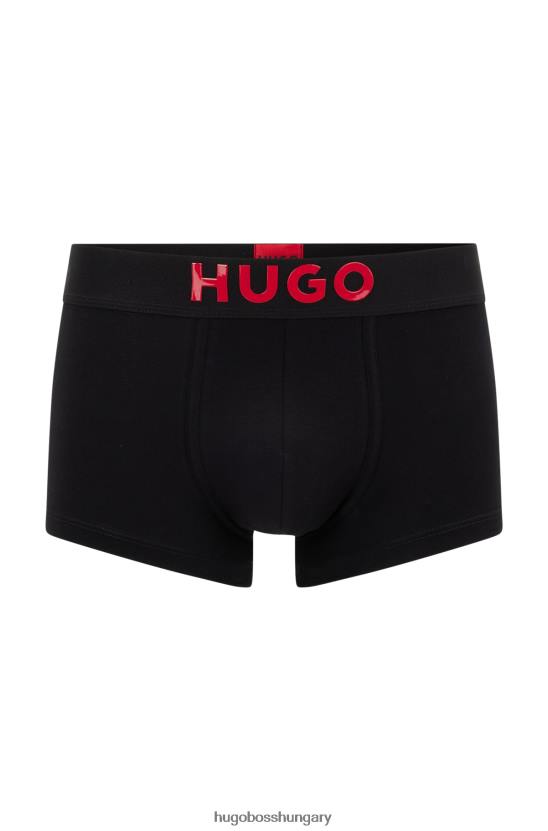Hugo Boss fekete hugo szabályosan emelkedő fanadrág sztreccs pamutból, szilikon logóval 80P63302 fekete