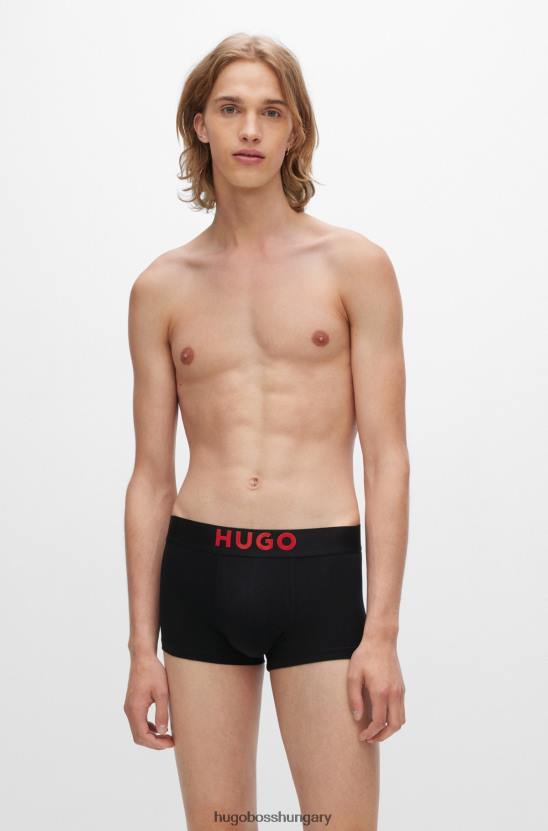 Hugo Boss fekete hugo szabályosan emelkedő fanadrág sztreccs pamutból, szilikon logóval 80P63302 fekete