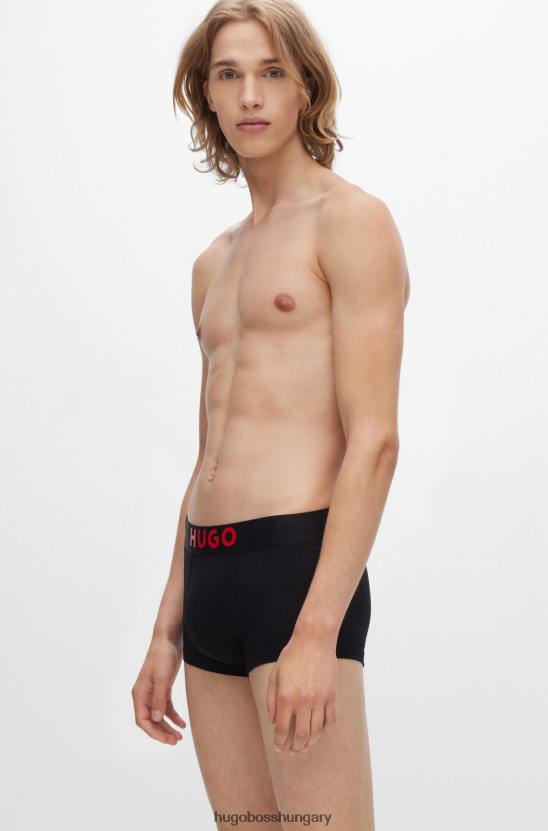 Hugo Boss fekete hugo szabályosan emelkedő fanadrág sztreccs pamutból, szilikon logóval 80P63302 fekete