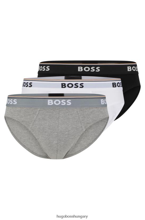 Hugo Boss három csomag sztreccs pamut alsónadrág logós derékpánttal fehér hugo 80P62840 fehér/szürke/fekete