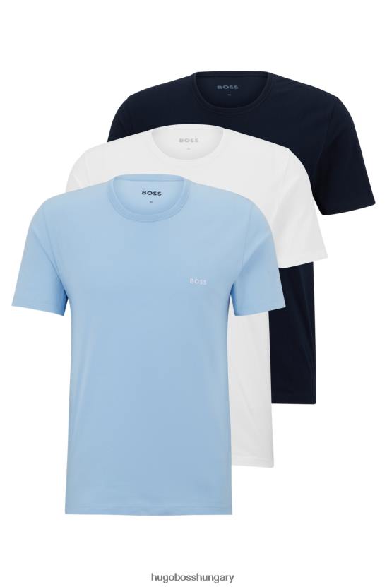 Hugo Boss hugo három csomag logós fehérnemű pólók pamut jersey fehér színben 80P61949 fehér/sötétkék