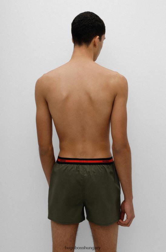 Hugo Boss két csomag pamut boxer, logós derékpánttal fekete hugo 80P62495 fekete/zöld