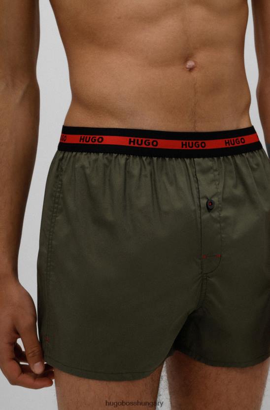 Hugo Boss két csomag pamut boxer, logós derékpánttal fekete hugo 80P62495 fekete/zöld