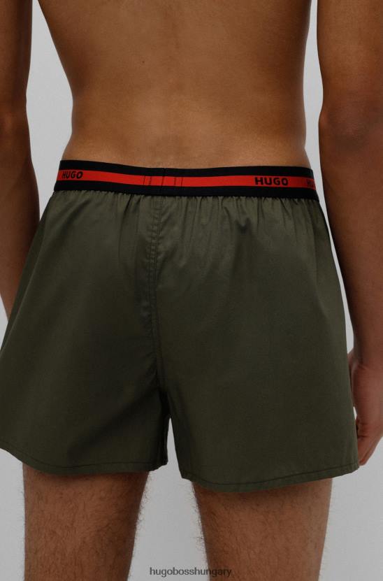 Hugo Boss két csomag pamut boxer, logós derékpánttal fekete hugo 80P62495 fekete/zöld