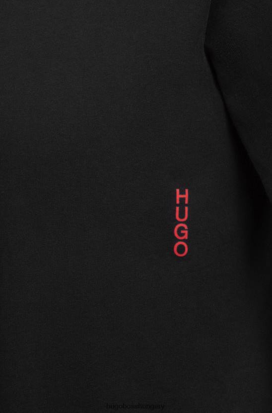 Hugo Boss két pamut bodywear póló függőleges emblémával fekete hugo 80P62828 fekete