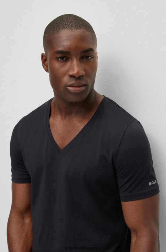 Hugo Boss pamutkeverék, vékony szabású alsónemű póló nyomott logóval hugo black 80P63552 fekete