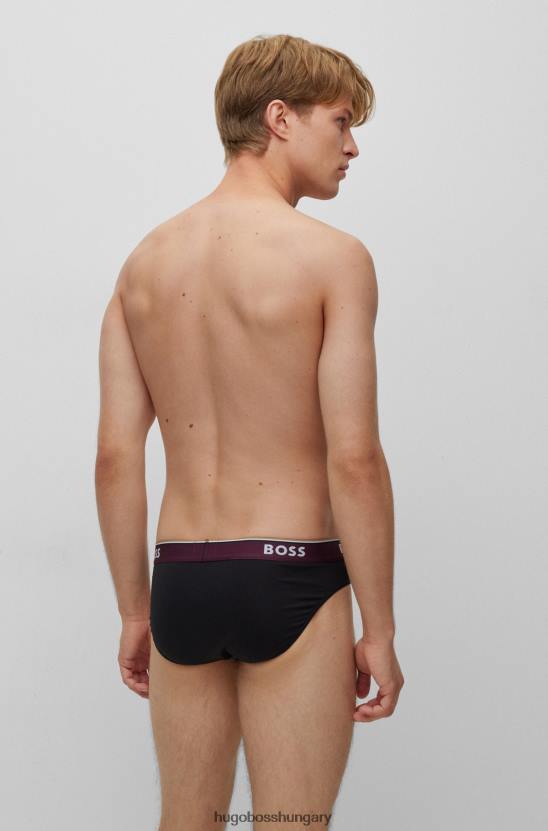 Hugo Boss sötétkék három csomag sztreccs pamut alsónadrág logós derékpánttal hugo 80P63368 sötétkék/piros