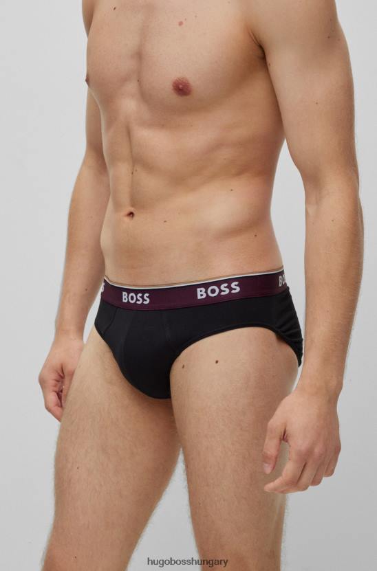 Hugo Boss sötétkék három csomag sztreccs pamut alsónadrág logós derékpánttal hugo 80P63368 sötétkék/piros