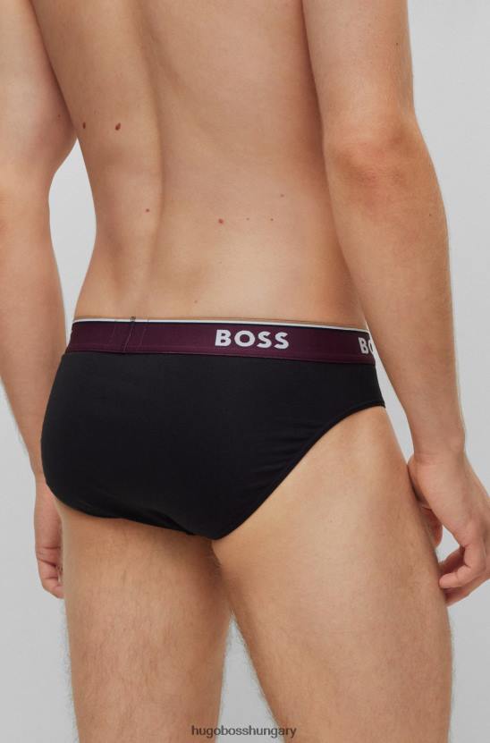 Hugo Boss sötétkék három csomag sztreccs pamut alsónadrág logós derékpánttal hugo 80P63368 sötétkék/piros