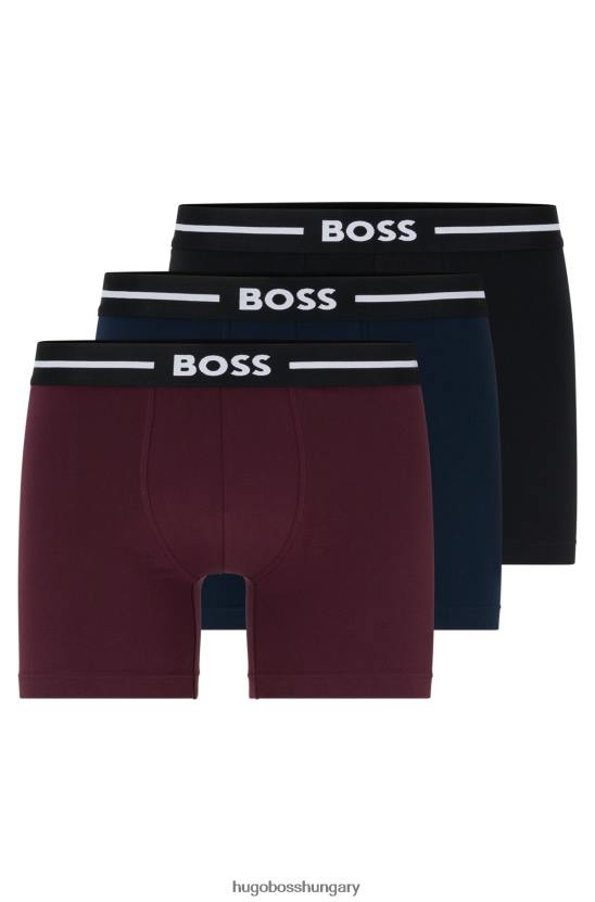 Hugo Boss sötétkék három csomag sztreccs pamut boxer hugo 80P63299 sötétkék/piros