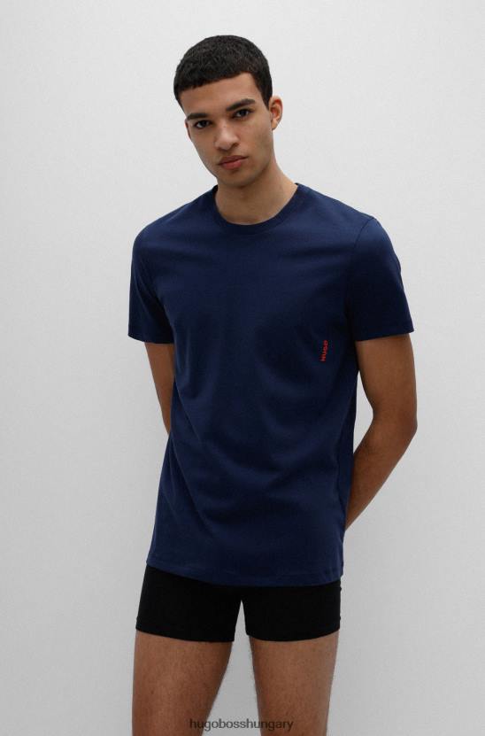 Hugo Boss sötétkék kétcsomagos pamut fehérneműs pólók függőleges logóval hugo 80P61034 sötétkék/piros