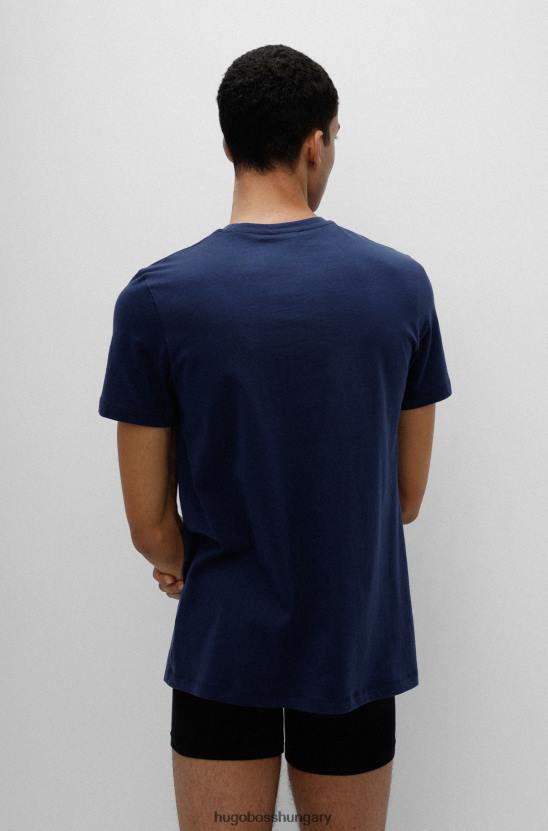 Hugo Boss sötétkék kétcsomagos pamut fehérneműs pólók függőleges logóval hugo 80P61034 sötétkék/piros