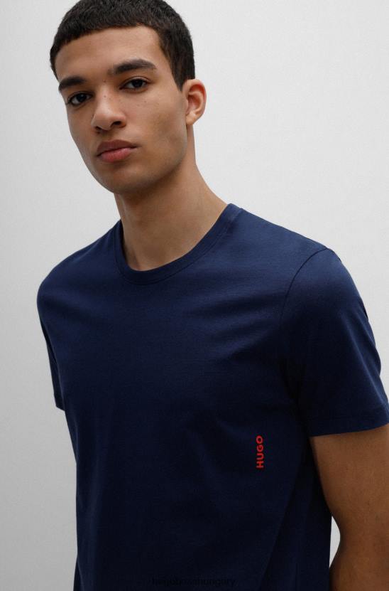 Hugo Boss sötétkék kétcsomagos pamut fehérneműs pólók függőleges logóval hugo 80P61034 sötétkék/piros