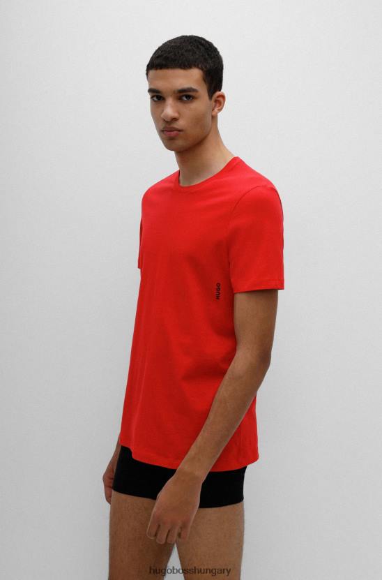 Hugo Boss sötétkék kétcsomagos pamut fehérneműs pólók függőleges logóval hugo 80P61034 sötétkék/piros