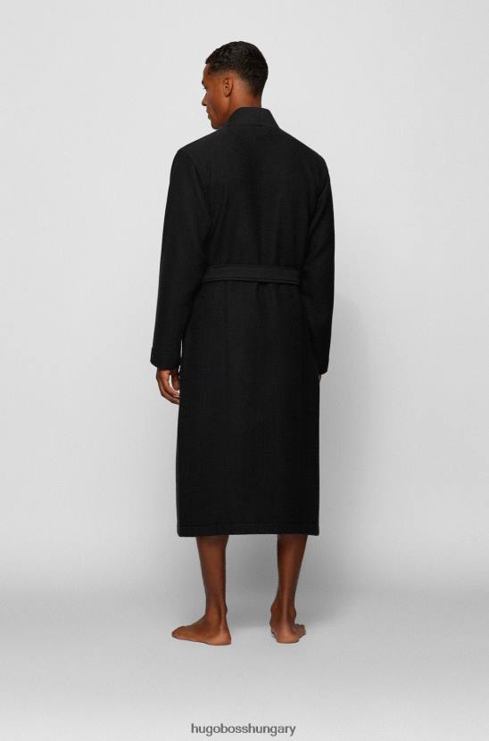 Hugo Boss fekete jacquard logóval ellátott gofri piquã© hugo pongyola 80P63143 fekete