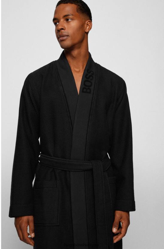 Hugo Boss fekete jacquard logóval ellátott gofri piquã© hugo pongyola 80P63143 fekete