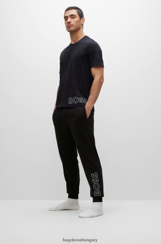Hugo Boss Stretch-pamut pizsama alsó hugo fekete logóval 80P61441 fekete