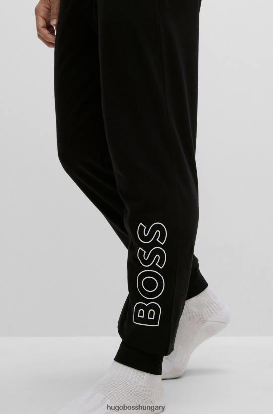 Hugo Boss Stretch-pamut pizsama alsó hugo fekete logóval 80P61441 fekete