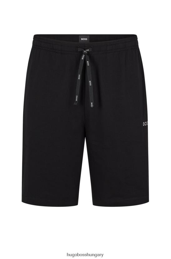 Hugo Boss Stretch-pamut rövidnadrág kontrasztos logóval és húzózsinórral, fekete hugoval 80P61722 fekete