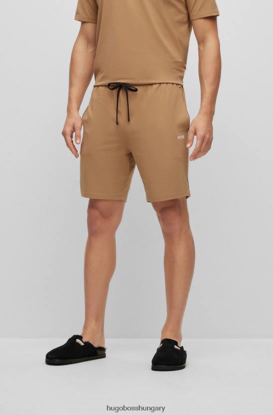 Hugo Boss bézs sztreccs pamut rövidnadrág hímzett hugo logóval 80P62725 bézs
