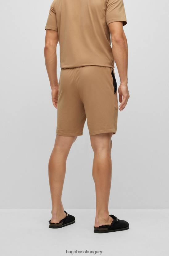 Hugo Boss bézs sztreccs pamut rövidnadrág hímzett hugo logóval 80P62725 bézs