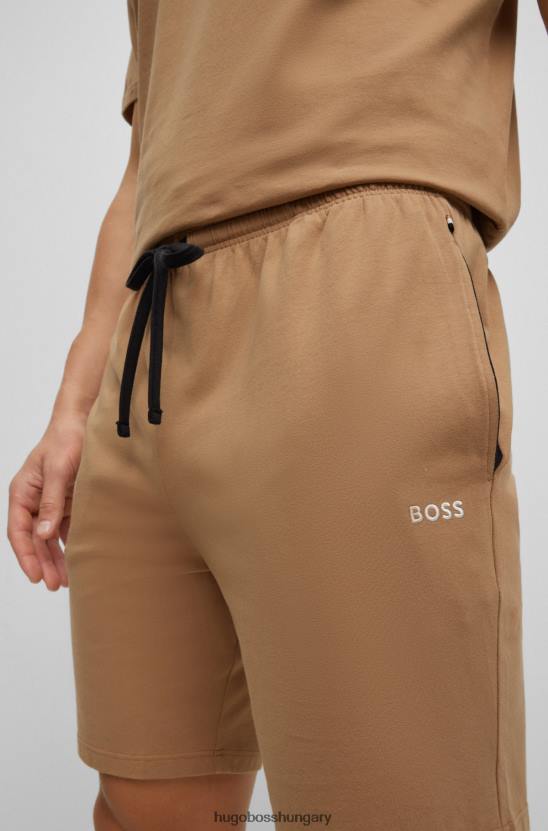 Hugo Boss bézs sztreccs pamut rövidnadrág hímzett hugo logóval 80P62725 bézs