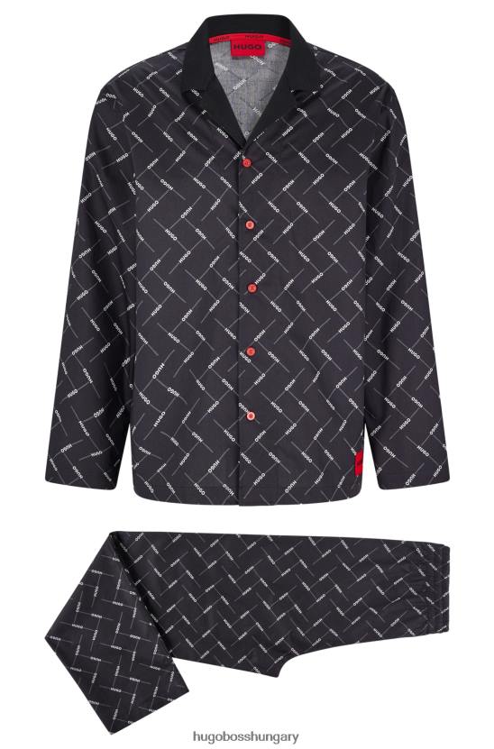 Hugo Boss díszdobozos pizsama szett logónyomattal hugo black 80P63471 fekete
