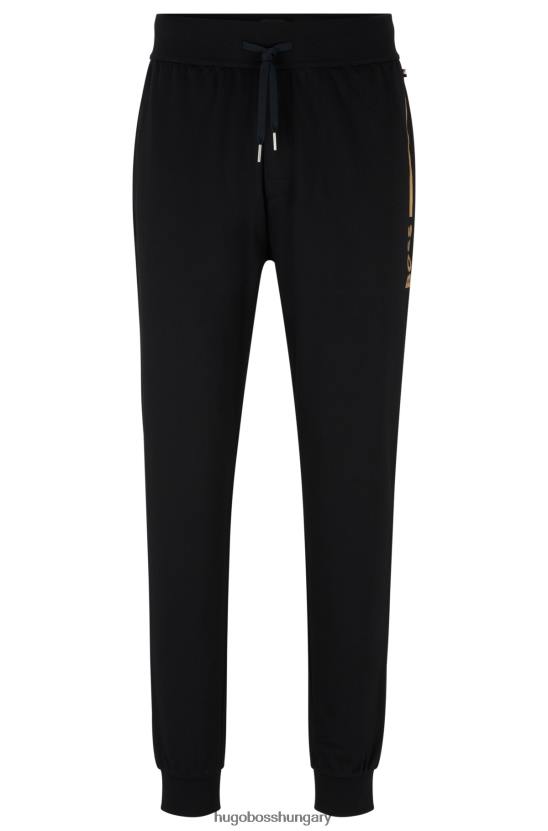Hugo Boss fekete hugo pamutkeverékes tréningnadrág logóval és csíkkal 80P62892 fekete