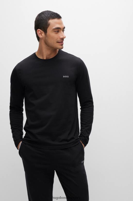 Hugo Boss fekete hugo stretch-pamut normál szabású póló hímzett logóval 80P61162 fekete